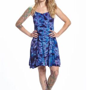 Tie Dye mini dress crackle pattern in purple and blue size med
